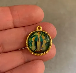 VIRGIN MARY SACRED HEART MEDAL Charm Italian Italy Estate Sale thumbnail 2
