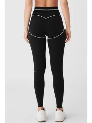 Alo Airbrush High-Waist Heart Throb Leggings Black White Hi-Rise Waisted Tights thumbnail 6