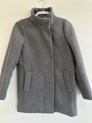J. Crew Gray Stand Collar Wool-Blend Pea Coat thumbnail 2