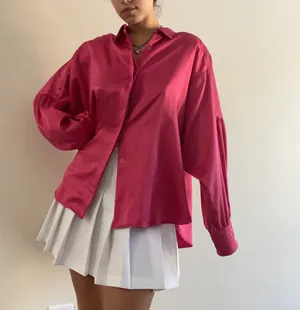 The Vintage Shop Pink Silk Vintage Blouse Button Down thumbnail 6