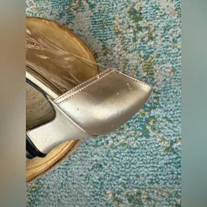 Vintage 90s Amanda clear gold floral formal bridal shoes, size 8 thumbnail 10