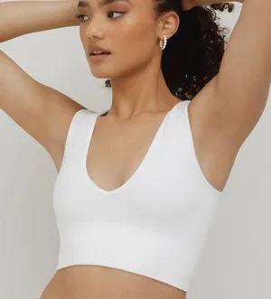 MOVING SALE White ribbed vneck ribbed tank thumbnail 1