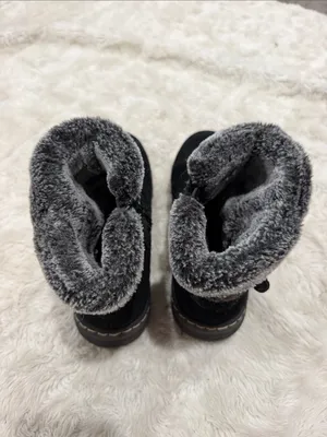 BareTraps Black Suede Winter Ankle Boots with Gray Faux-Fur Cuff Womans size 7.5 thumbnail 4