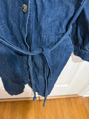 Women's Dark Blue Denim Belted Jacket Size XL thumbnail 6