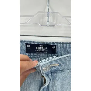 Hollister ultra high ride baggy light was wide leg jeans school retro sz 8 thumbnail 3