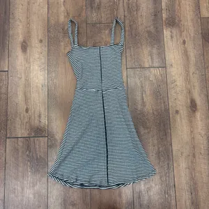 Reformation Nellie Hook Eye Striped Mini Dress Black White XS Elevated Basics thumbnail 3