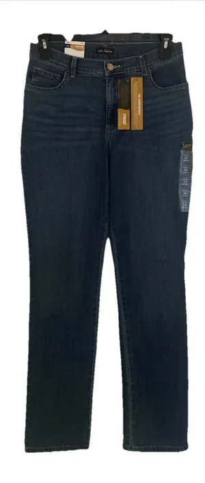Lee Women's Straight Jeans Classic Fit Stretch Medium Wash 5-Pocket Mid-Rise 10m thumbnail 1