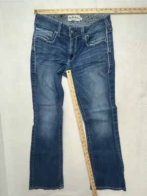 Ariat Real Denim Women’s Marine Blue Entwined Mid Rise Bootcut Jeans Size 32R thumbnail 12