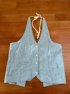 Black Fuchsia Blue Denim Style Vest Top thumbnail 5