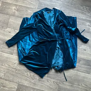 Jacinda Teal Blue Velvet Wrap Maxi Dress thumbnail 4