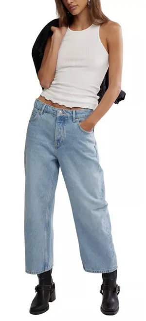 We The Free Deep Trance Dropped Boyfriend Jeans Size 24 Button Fly thumbnail 1