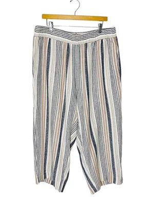 JONES & CO Cropped Linen Pants White Size 1X thumbnail 2