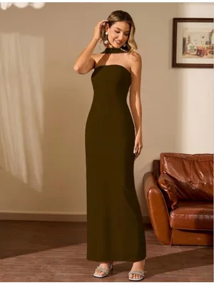 NEW Elegant Formal Bodycon Maxi Dress Halter Neck XS thumbnail 5