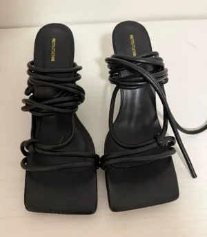 Pretty Little Thing Black Lace-Up Heels thumbnail 1