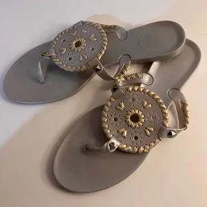 Jack Rogers Sandals Georgica Silver Jelly Thong Size 8 thumbnail 1