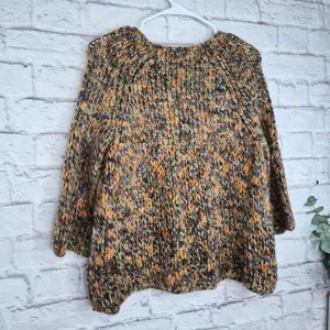 Relativity Chunky Knit Cardigan Sweater Large Mohair Alpaca Blend Brown Orange thumbnail 4