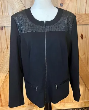 JM Collection Ladies Black Blazer thumbnail 1
