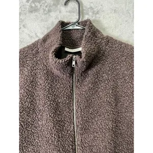 Bryn Walker Wool Sleeveless Pip Poncho‎ Brown Textured Zip Up Cozy Oversized XXS thumbnail 3