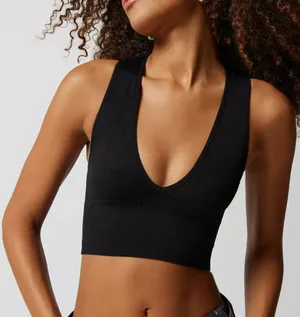 Urban Outfitters Yellow V Neck Ribbed Crop Top thumbnail 3