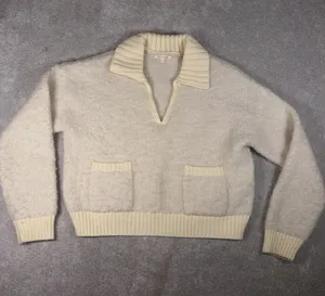 et clet sweater ivory collared patch pockets L‎ thumbnail 1