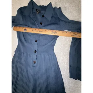 J.CREW‎ Blue Knit Collared Button-Up Long Sleeve Jumpsuit Women's Size M thumbnail 5