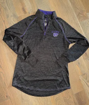 NWT Kansas State Wildcats 1/4 Zip Pullover Womens Large Gray Colosseum Dry-Fit thumbnail 1