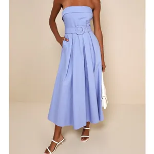 NEW Lulus Trendsetting Choice Periwinkle Strapless A-Line Midi Dress Medium thumbnail 4