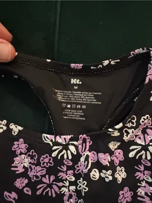 knix‎ Black Floral High-Neck Swim Set with Pink & White Flowers thumbnail 3