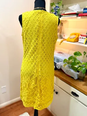 Zac & Rachel Yellow Lace Dress Size 10 Lined Wedding Guest Summer Floral Feminin thumbnail 2