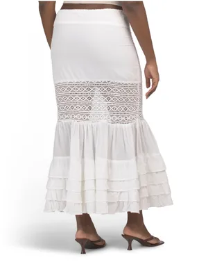 SOLITAIRE Tiered Skirt With Sheer Lace Details thumbnail 2