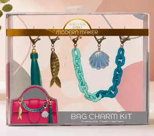 Blue Moon Studio NWT Modern Maker Bag Charm Kit Keychain Shell Tassel Teal Gold thumbnail 1