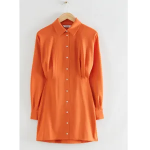 & Other Stories Orange Shirt Mini Dress‎ Long Sleeve Button Front Size 2 NWT thumbnail 10