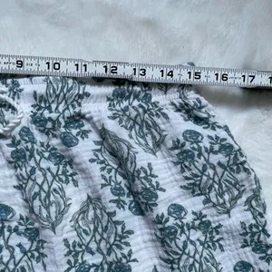 Rachel Zoe Floral Pajama Set 2 Pc Cotton Shorts Top Blue Green floral White M thumbnail 14