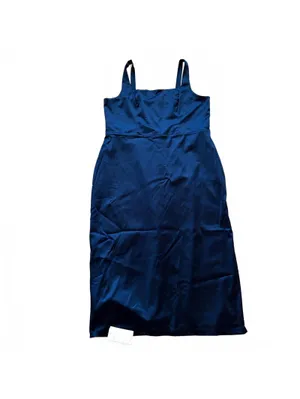 Abercrombie & Fitch Sculpting Satin Midi Dress Gown Formal Navy Blue 2XL XXL NWT thumbnail 2