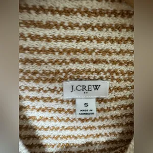 J Crew Factory‎ S Striped Mockneck Pullover Sweater Ivory Camel Stripe CC693 thumbnail 5