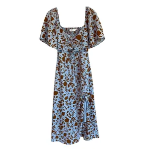 ASTR the Label‎ Blue Brown Floral Lace Up Cutout Midi Dress ALD44563 Small thumbnail 2