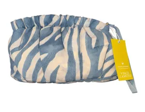 Vince Camuto Blue & Cream Zebra Print Drawstring Pouch thumbnail 1