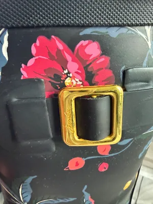 Joules Black Floral Waterproof Women's Rain Boots with Gold Buckle thumbnail 11
