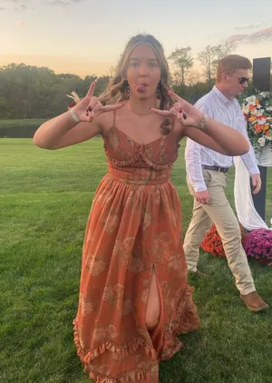Amazon burnt orange floral print dress thumbnail 1