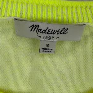 Madewell Womens Colorblock Raglan Sweater Mint Green Neon Yellow Size S‎ thumbnail 2