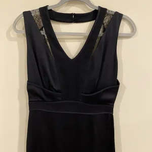 REISS Snares satin maxi dress size 0-Navy lace detail Minimalist Formal Classic thumbnail 7