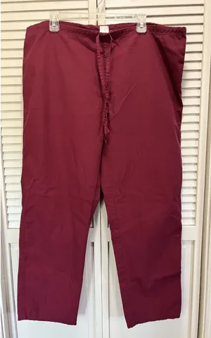 Dickies Burgundy Unisex Drawstring Waist High‎ Rise Scrub Pants Medical Straight thumbnail 1