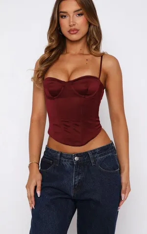 Whitefox My Love For You Wine Bustier Top thumbnail 2