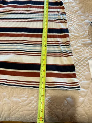 Madewell multi-color striped ribbed midi dress rust navy cream light blue Wmns L thumbnail 10