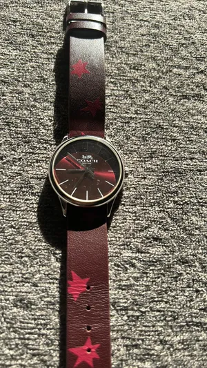 Coach Watch Burgundy and Silver Leather Band thumbnail 3