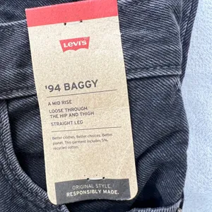 Levis 94‎ Baggy Jeans Womens 25x31 Mid Rise Straight Leg Black Wash Effortless thumbnail 7