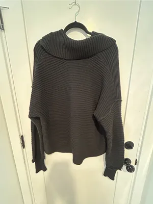 Free People Marlie Deep V Ribbed Sweater Black Size Small thumbnail 3