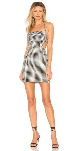 Revolve By The Way Gingham Cut Out Dress Black & White thumbnail 1