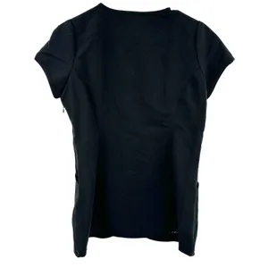 Jaanuu Size Small Short Sleeve Scrub Top Shirt‎ Black Pockets Zip V Neck Fitted thumbnail 2