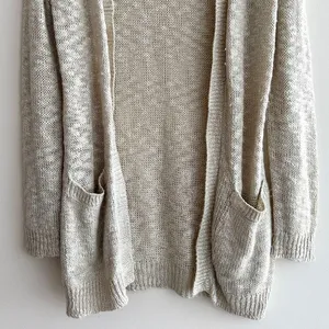 Wet Seal Open Front Long Knit Cardigan, Tan, Size Medium thumbnail 3